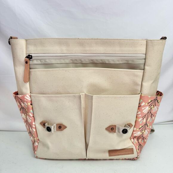 Petunia Pickle Bottom Pink Floral Pathway Backpack Diaper Bag - Picture 3 of 9